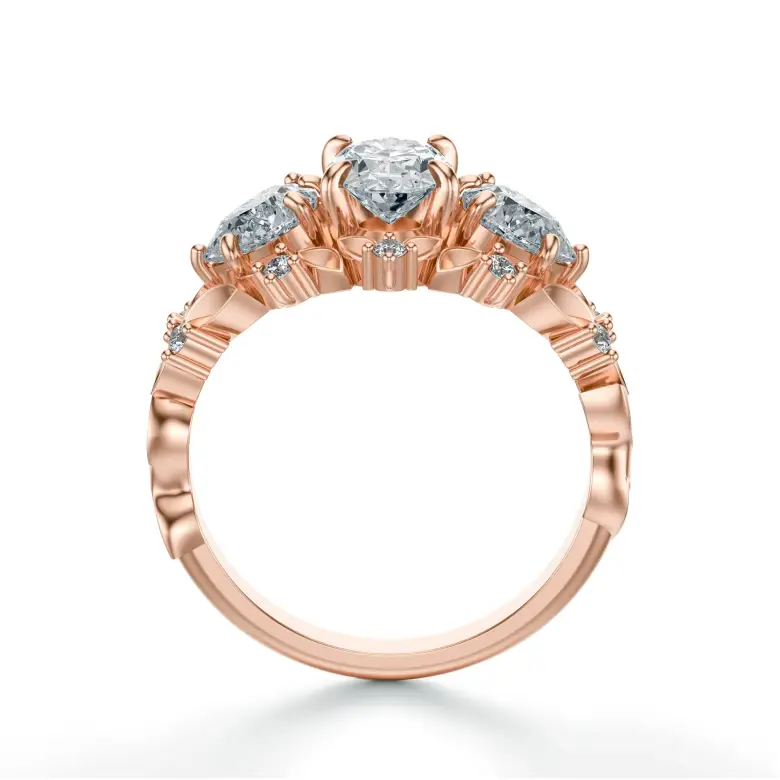 Pierścionek liście różowe złoto SBPZ_029